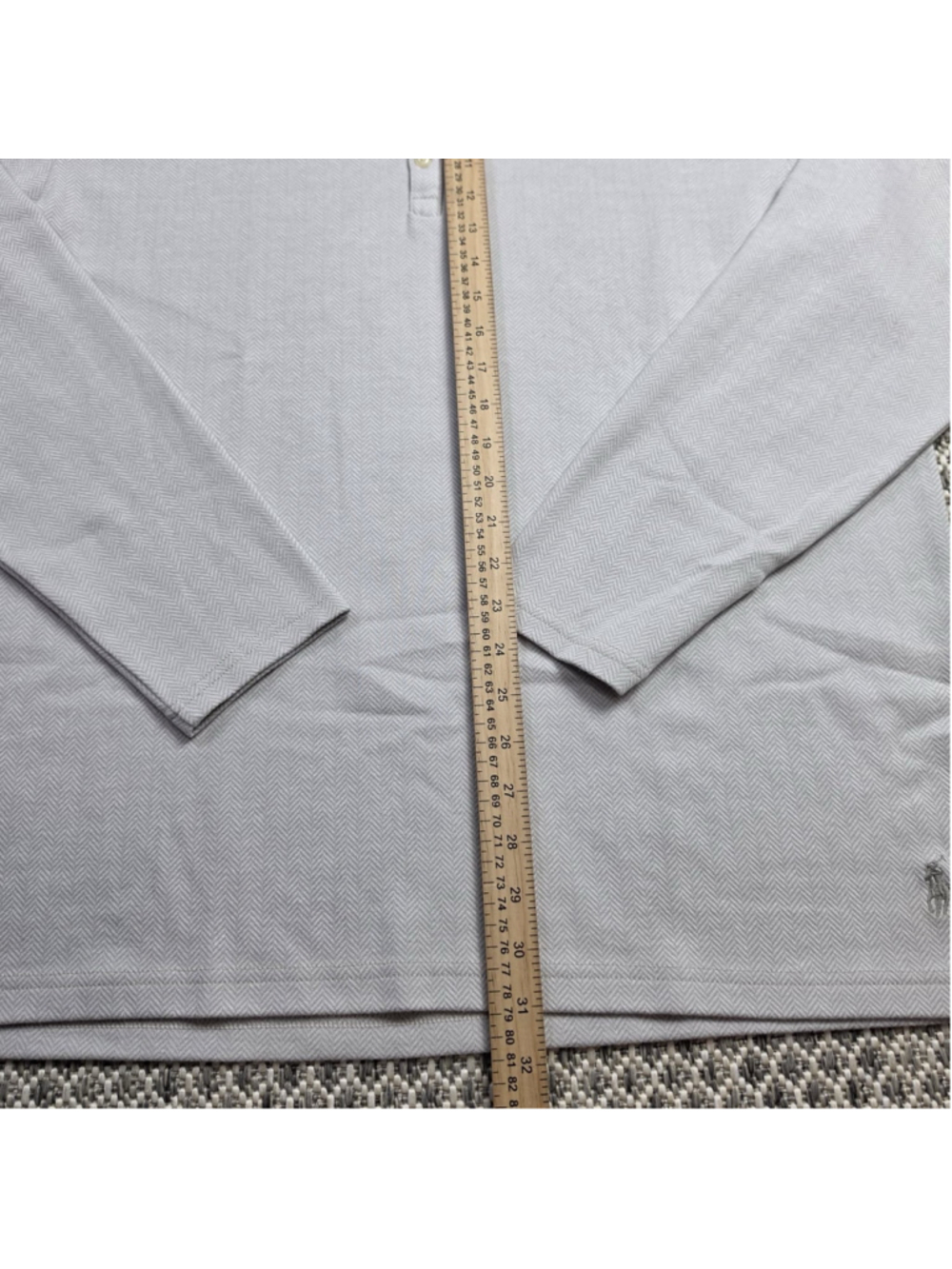 Polo Ralph Lauren Sleepwear Henley Shirt Mens XL Gray Herringbone Pony Cotton LS - Picture 8 of 9